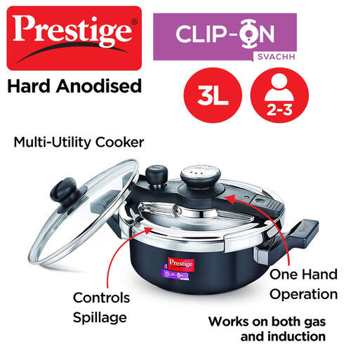 Prestige Clip-on Svachh Hard Anodised Spillage Control Pressure Cooker 20241