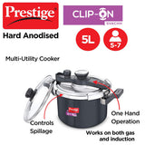 Prestige Clip-on Svachh Hard Anodised Spillage Control Pressure Cooker, 5 L (Black) 20242