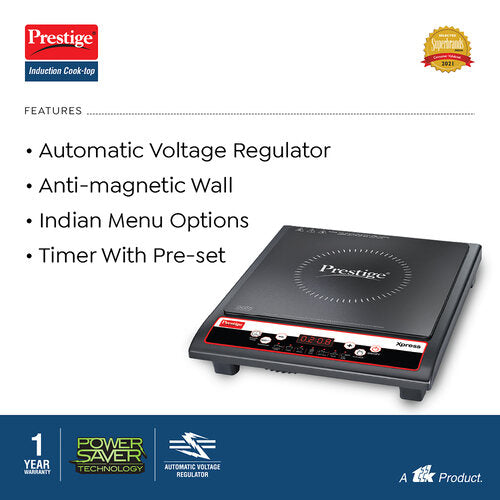 Induction Cooktop – Xpress 1200W | Preset Indian Menus | Power-Saving Technology | Durable Glass Body | Manual Ignition