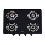 Elica Vetro Glass Top 4 Burner Gas Stove (594 CT VETRO BLK)