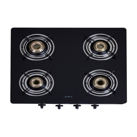 Elica Vetro Glass Top 4 Burner Gas Stove (594 CT VETRO BLK)