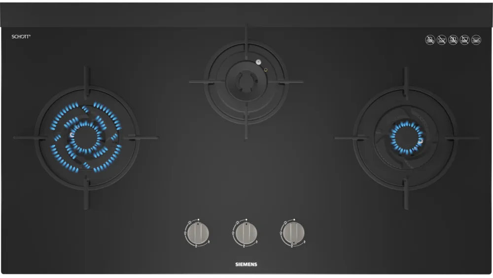 iQ300 Gas hob 90 cm Tempered glass, Black ER9MD331NX