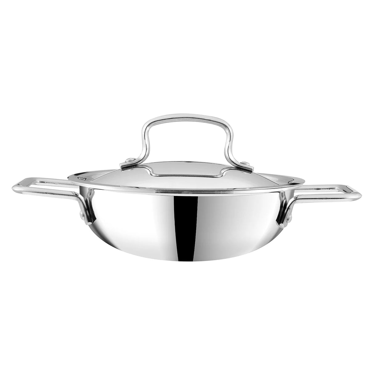 Triply Stainless Steel Extra Deep Kadai With Lid - 3.3 L