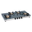 Glen 4 Burner Glass Gas Stove Extra Wide 1 High Flame 3 Brass Burners (1044 GTXL)