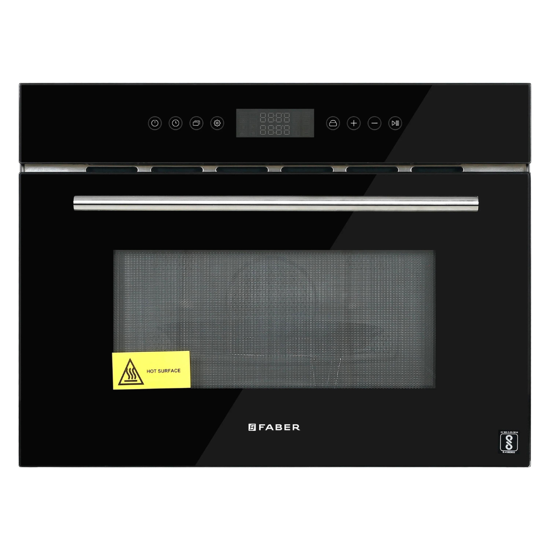 Faber FPM 621 BK 38 liters 60cm Built-In Microwave Oven Grill with Convection Fully Electric Control Black Glass Finish
