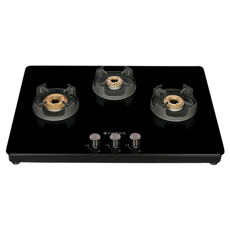 Faber NiOS DLX 753 BB BK Glass Cooktop with Manual Gas Stove MS POWDER COATED Finish (3 Burners)