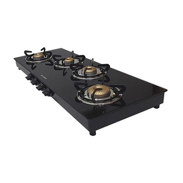 Faber JUMBO XL AL 4BB/JUMBO XL 4BB 95CM Glass Cooktop with Manual Gas Stove Heat resistant black Enameled Round (4 Burners)