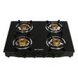 Faber DOUBLE JUMBO 4BB BK Glass Cooktop with Manual Gas Stove Heat resistant black Enameled Round (4 Burners)