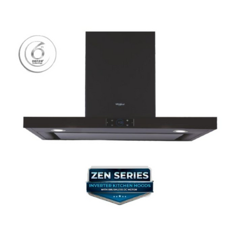 Whirlpool ZEN TQT 9W TA BLDC BK HOOD 90 cm Touch Control With Motion Sensor Wall Mounted Chimney  Black Finish