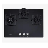 Whirlpool SMART SEAL BRASS HDMC 703 70cm 3 Burners Auto Electric Ignition Black Toughened Glass Built in Glass Hob