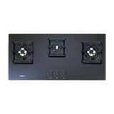 Whirlpool SMART SEAL BRASS HDMC 903 90cm 3 Burners Auto Electric Ignition Black Toughened Glass Built in Glass Hob