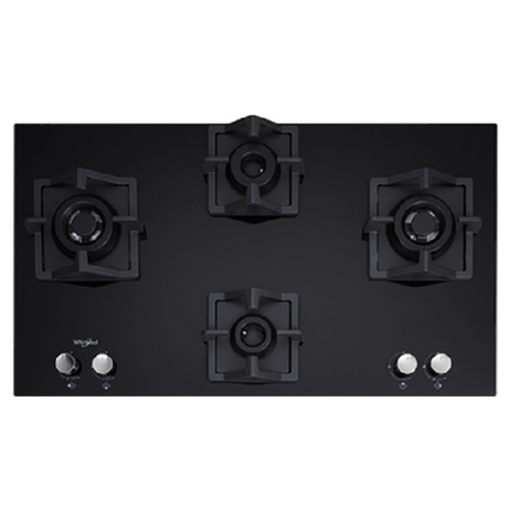 Whirlpool SMART SEAL BRASS HDMC 904 90cm 4 Burners Auto Electric Ignition Black Toughened Glass Built in Glass Hob