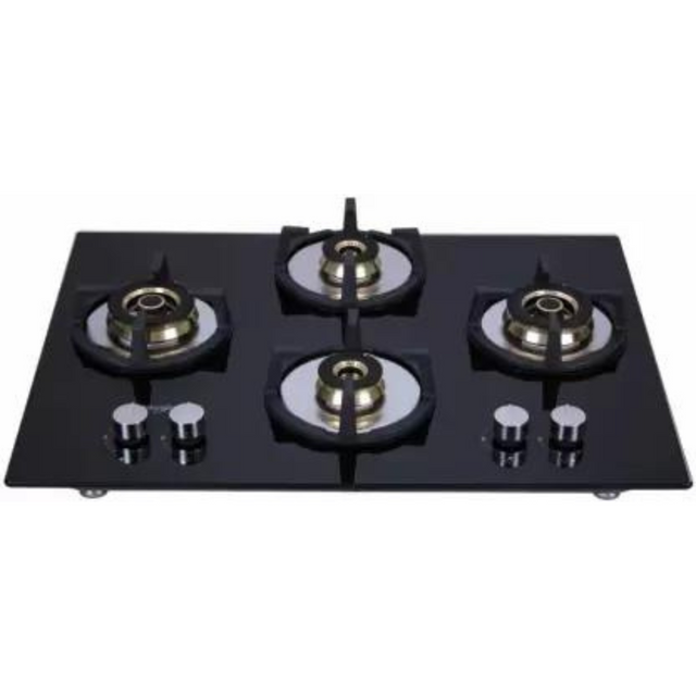 Whirlpool SMART SEAL HYBRID BRASS 704 70 cm 4 Burner Hob Smart Seal Auto Ignition (Battery Operated) Black Toughened Glass