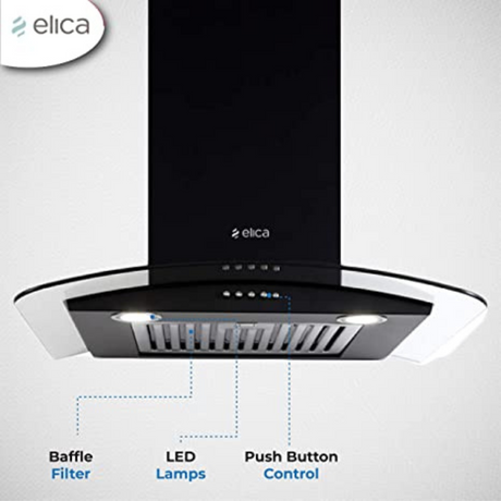 Elica GLACE SF ETB PLUS LTW 60 NERO PB LED 