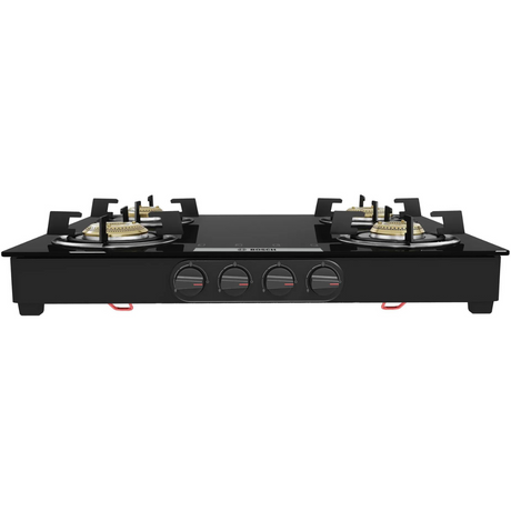 Bosch PNP0E6W10I Series 4 Tabletop Gas Hob 60cm Black Tempered Glass 4 Burners Brass Burners