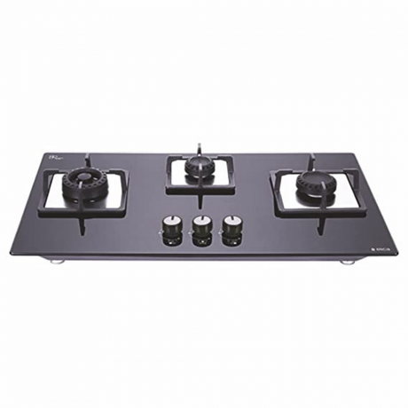 Elica FLEXI SWIRL 3B 75 MT Hob Gas Stove Glass Automatic Gas Stove 3 Burners Auto Ignition Glass Top - 1 Large