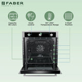 FBIO 80L 6F Built-In Electric Oven with Rotisserie, Convection Fan & 6 Cooking Functions