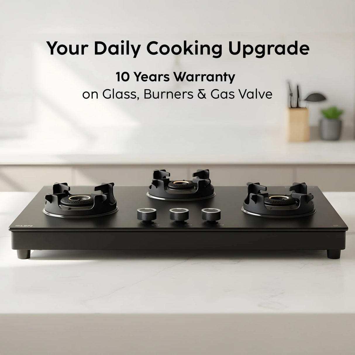 3 Burner Ultra Slim Matte Glass LPG Stove with Forged Brass Burners (CT1037USMG)