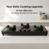 3 Burner Ultra Slim Matte Glass LPG Stove with Forged Brass Burners (CT1037USMG)