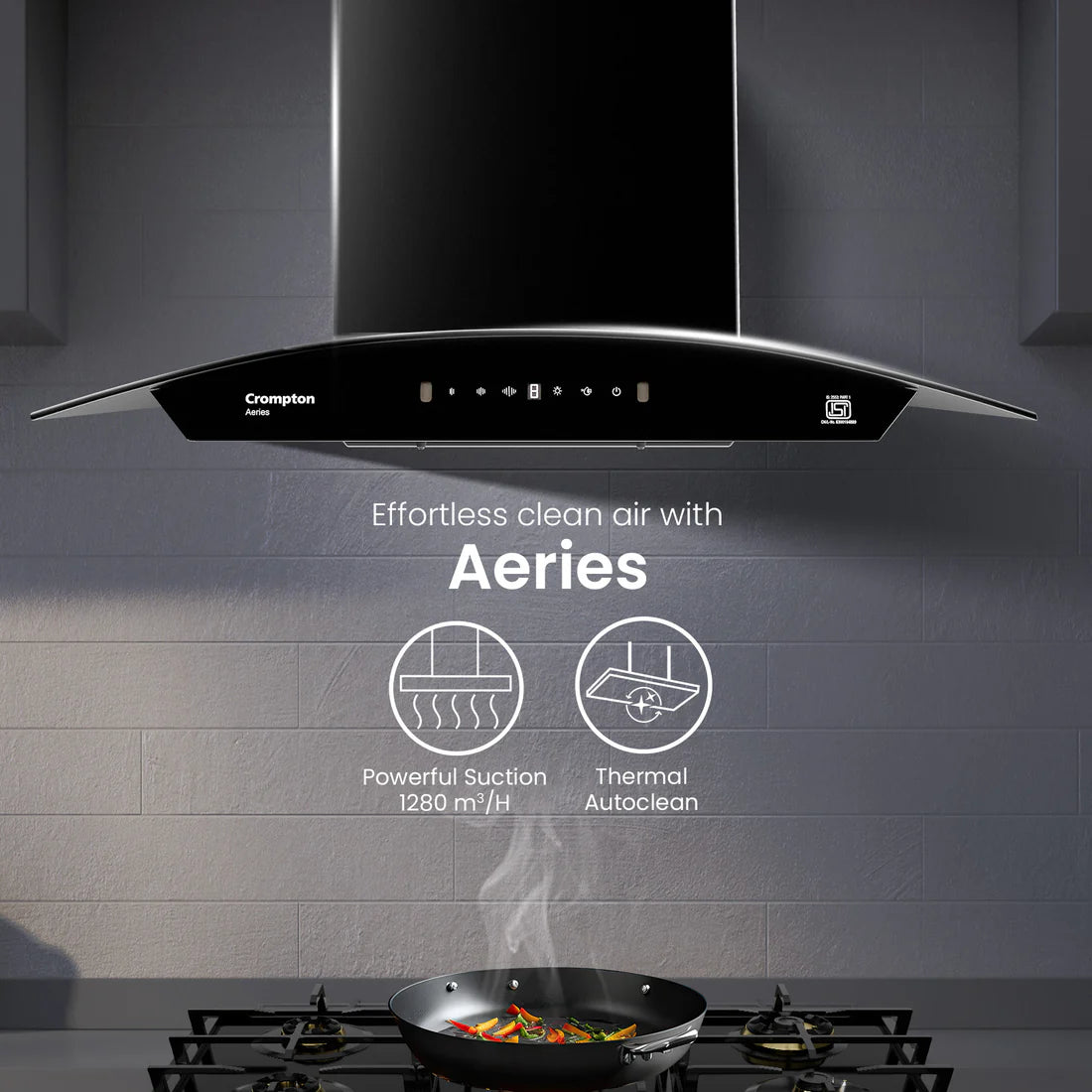 CHD-AEC60FLE-IND Aeries Curved 60cm Filterless Chimney