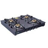 Glen Open 4 Burner Glass Cooktop with Brass Burner Black, Auto Ignition, 1041 GT BB