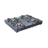 Glen Open 4 Burner Glass Cooktop with Forged Brass Burner Black