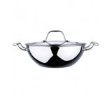 Bergner Argent Stainless Steel Wok Kadai with Lid 24 Cm (BG-6332)