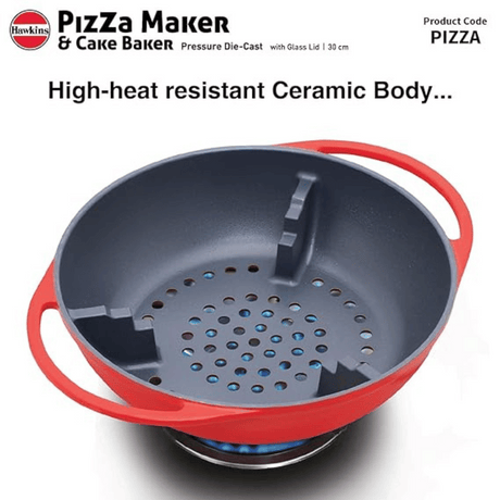 Hawkins 30 cm Nonstick Pizza Maker & Cake Baker with Glass Lid (PIZZA)