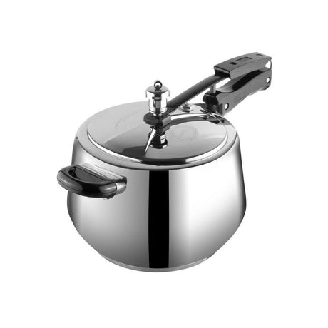 Vinod 5 Litre Europa Pressure Cooker 18/8 Stainless Steel Handi Shape Inner Lid, Induction - Friendly