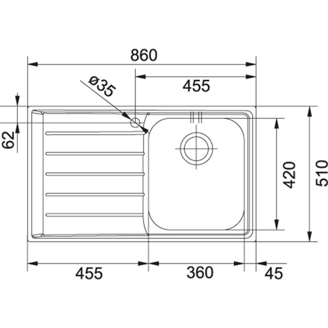 Franke Stainless Steel NEPTUNE NET 611 LHD (860x510) Microdecor Sink