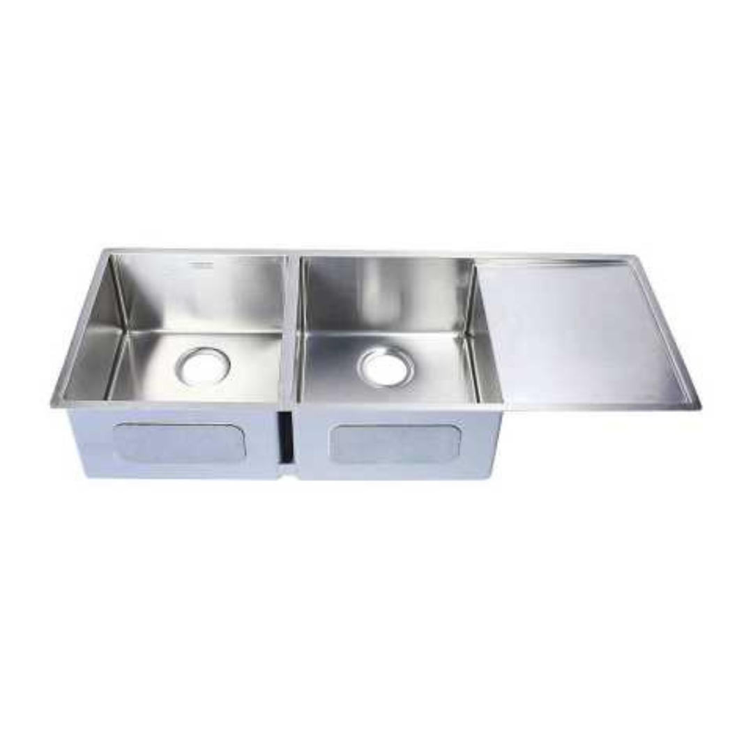 Franke BOX BXX 221/121-116 EUROPEAN SATIN FINISH (1160x450/46x18) Stainless Steel Sink, Double Bowl with Drain Board, Satin Steel Finish 127.0595.013