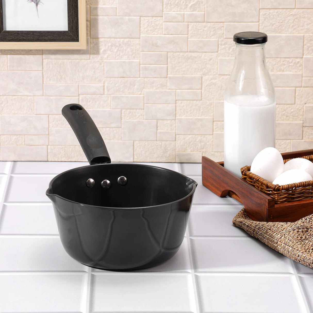 Black Pearl Hard Anodised American Non Stick Saucepan - 1 Litre, 14cm