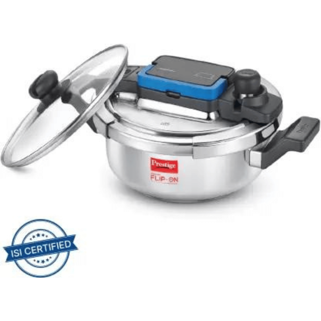 Prestige Svachh Flip on Stainless Steel Pressure Cooker With Glass Lid