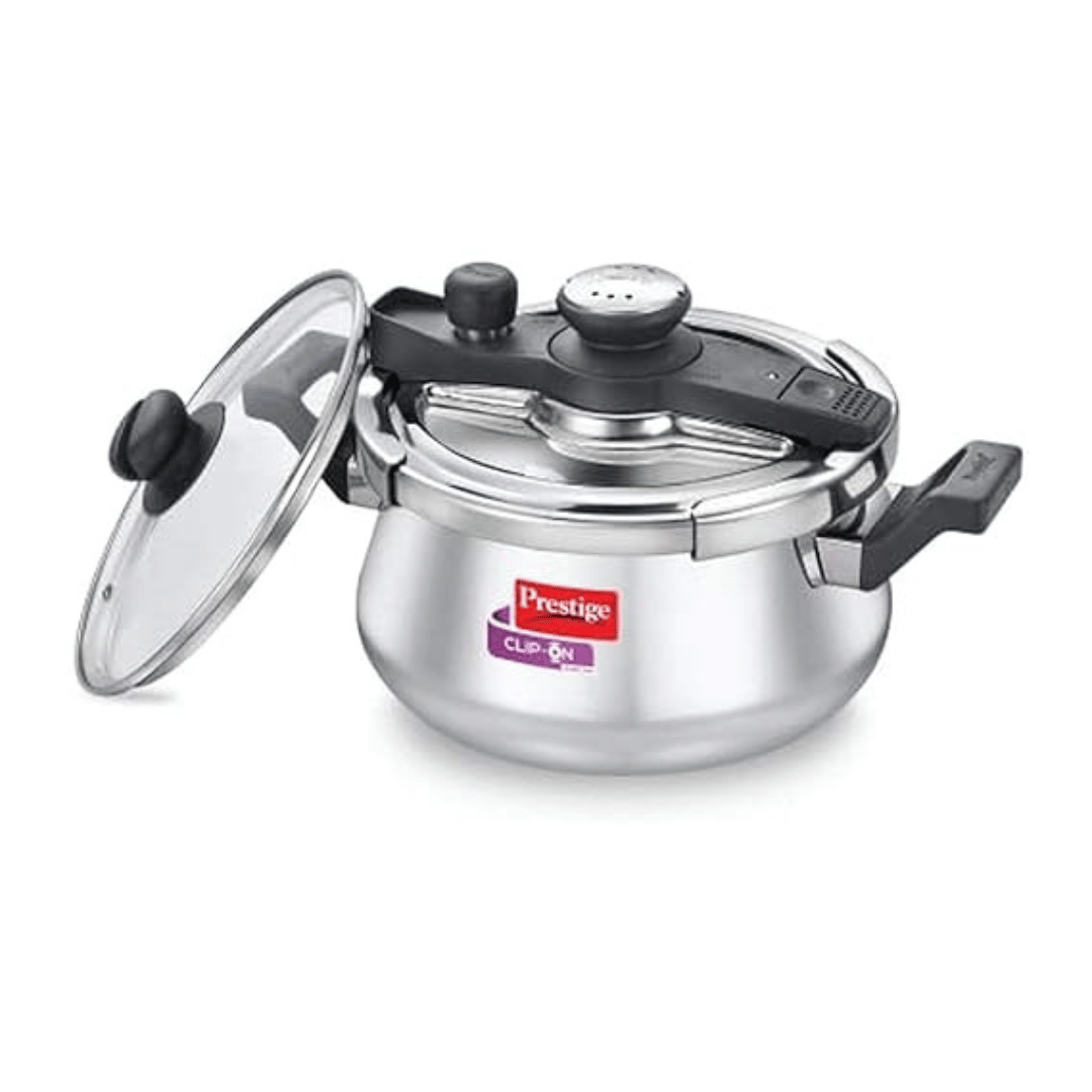 Prestige Svachh Clip on Stainless Steel Pressure Cooker With Glass Lid, 5 Litre (20233)