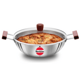 Hawkins 5 Litre Deep Kadhai, Triply Stainless Steel Kadai with Glass Lid Silver, SSK50G