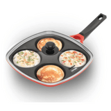 Hawkins 30 cm Die-Cast Multi Snack Pan with Glass Lid, Nonstick Mini Uttapam Tawa, Pancake Pan, DCMS30G