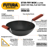 Hawkins 3 Litre Futura Non Stick Deep Fry Pan without Lid, Flat Bottom, Induction, Black, INW30