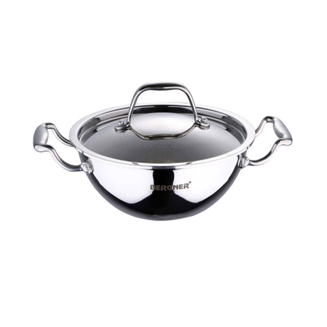 Bergner Argent Stainless Steel Wok with Lid 26 Cm (BG-6348)