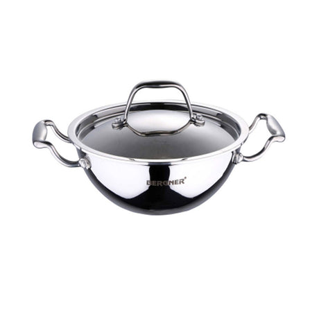 Bergner Argent Stainless Steel Kadai with Lid 32 Cm (BG-9951)