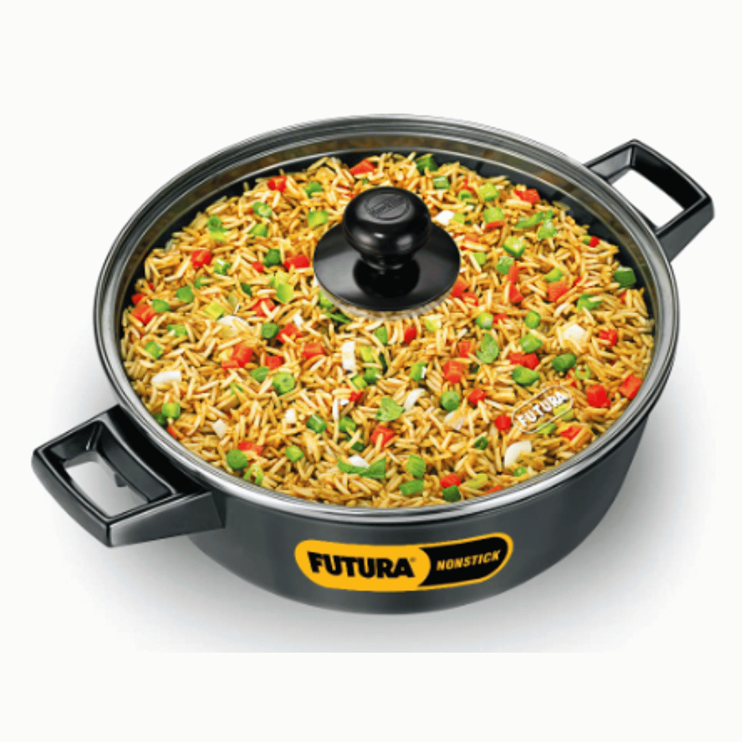 Hawkins Futura 3 Litre Cook N Serve Stewpots Bowl, Casserole, Hard Anodised Saucepan with Glass Lid, Non Stick, NCB30G