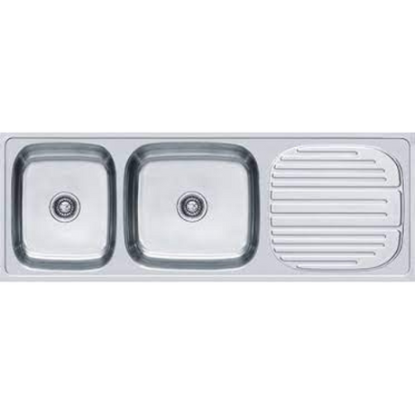 Franke 621 CX OMNI (1379x504/55x20)  Stainless Steel 0.8mm European Satin Finish Double Bowl with Drain Board Sink 101.0153.145