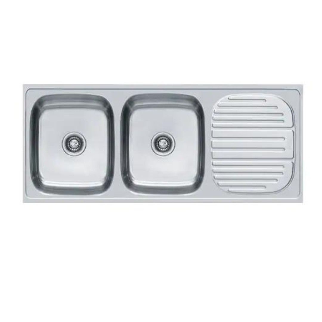 Franke 621 X TRENDY (1179x504/47x20)  Stainless Steel 0.8mm European Satin Finish Double Bowl with Drain Board Sink 101.0153.143
