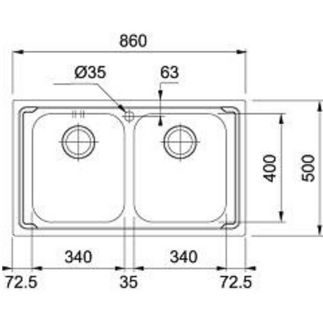 Franke 620 X OMNI (904x504/36x20)  Stainless Steel 0.8mm European Satin Finish Double Bowl with Drain Board Sink 101.0153.130
