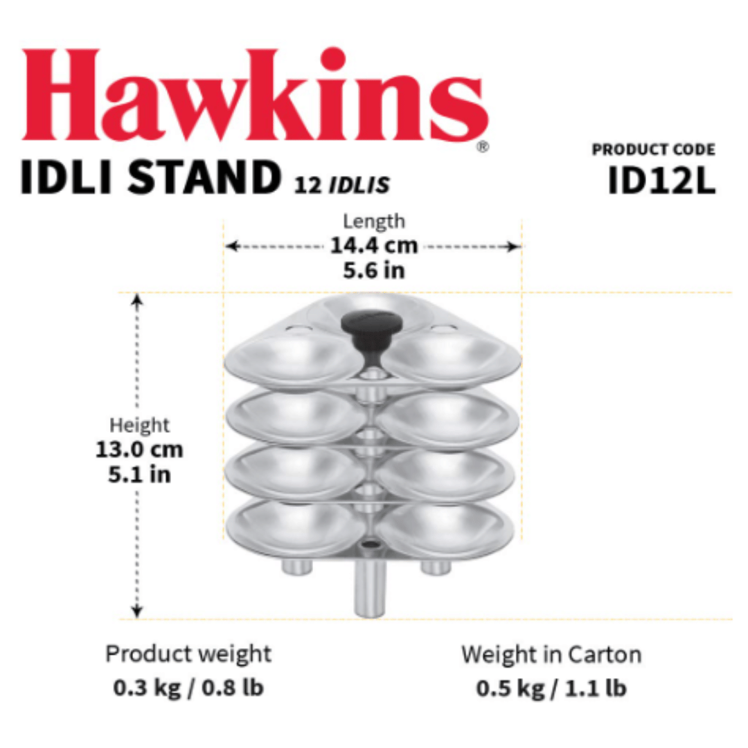 Hawkins Idli Stand - 12 Idlis, For 5 Litre and bigger Pressure Cooker, ID12L