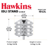 Hawkins Idli Stand - 12 Idlis, For 5 Litre and bigger Pressure Cooker, ID12L