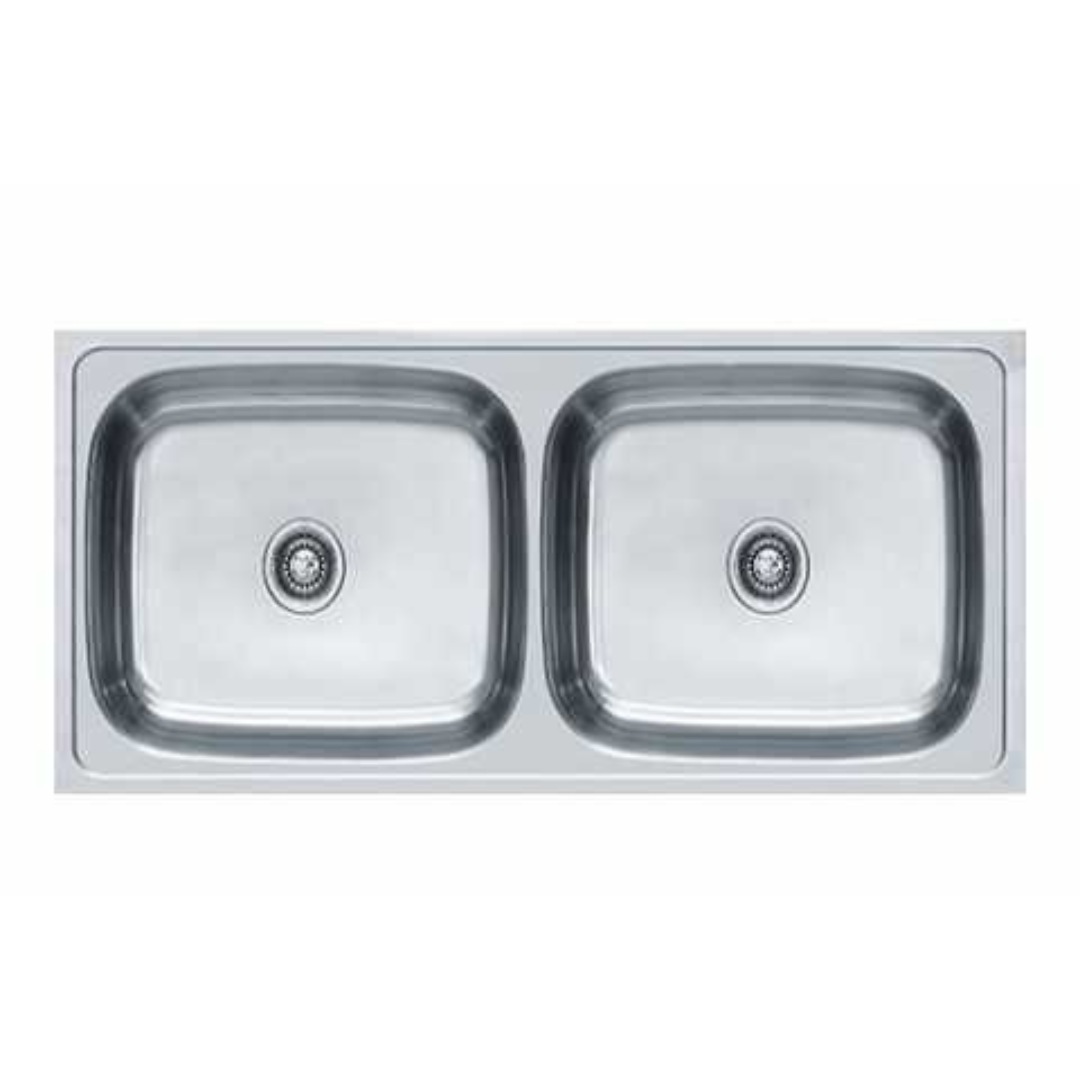 Franke 620 X TRENDY (804x504/30x20)  Stainless Steel 0.8mm European Satin Finish Double Bowl with Drain Board Sink 101.0153.126