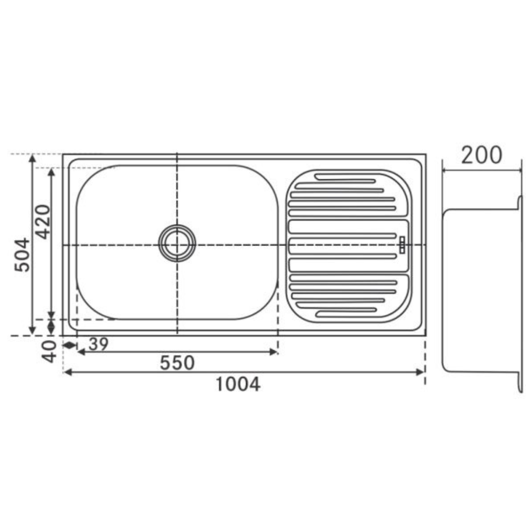 Franke 611 X GRAND (1104x504/44x20)  Stainless Steel 1mm European Satin Finish Single Bowl with Drain Board Sink 101.0613.477
