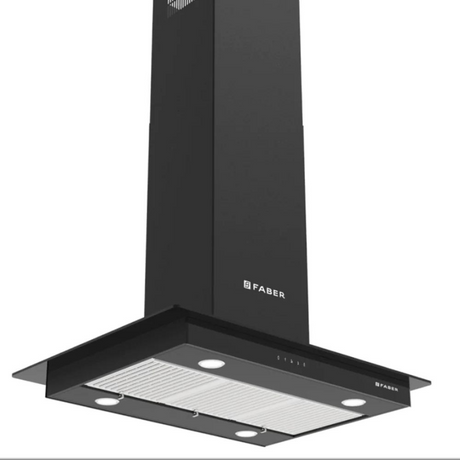 Faber HERCULES ISOLA DTC BK 60cm  Hood Chimney with Ceiling Mount Black Glass Finish Manual Clean Function 1000m3/hr Suction
