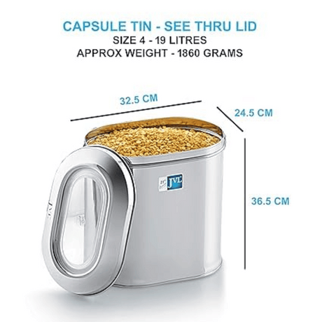 JVL Stainless Steel Storage Capsule Tin With See Through Lid (CPT-4)

