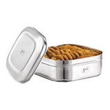 JVL Stainless Steel 2100ml Square Costa Tin Shape Container Box With Steel Lid (SCS-2) 